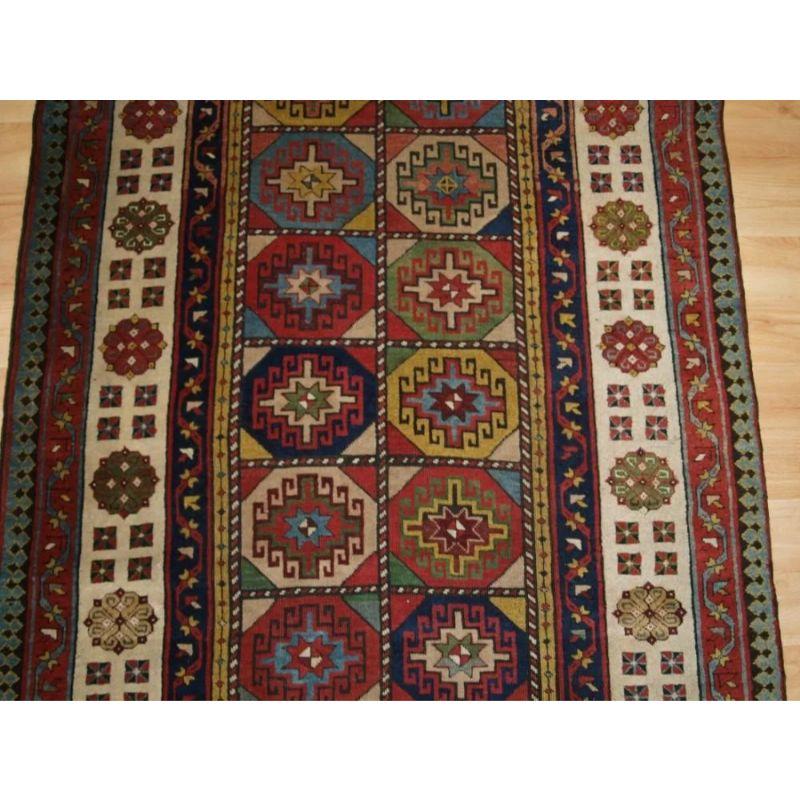 Woven Antique Caucasian Talish Long Rug with Memling Gul Design For Sale