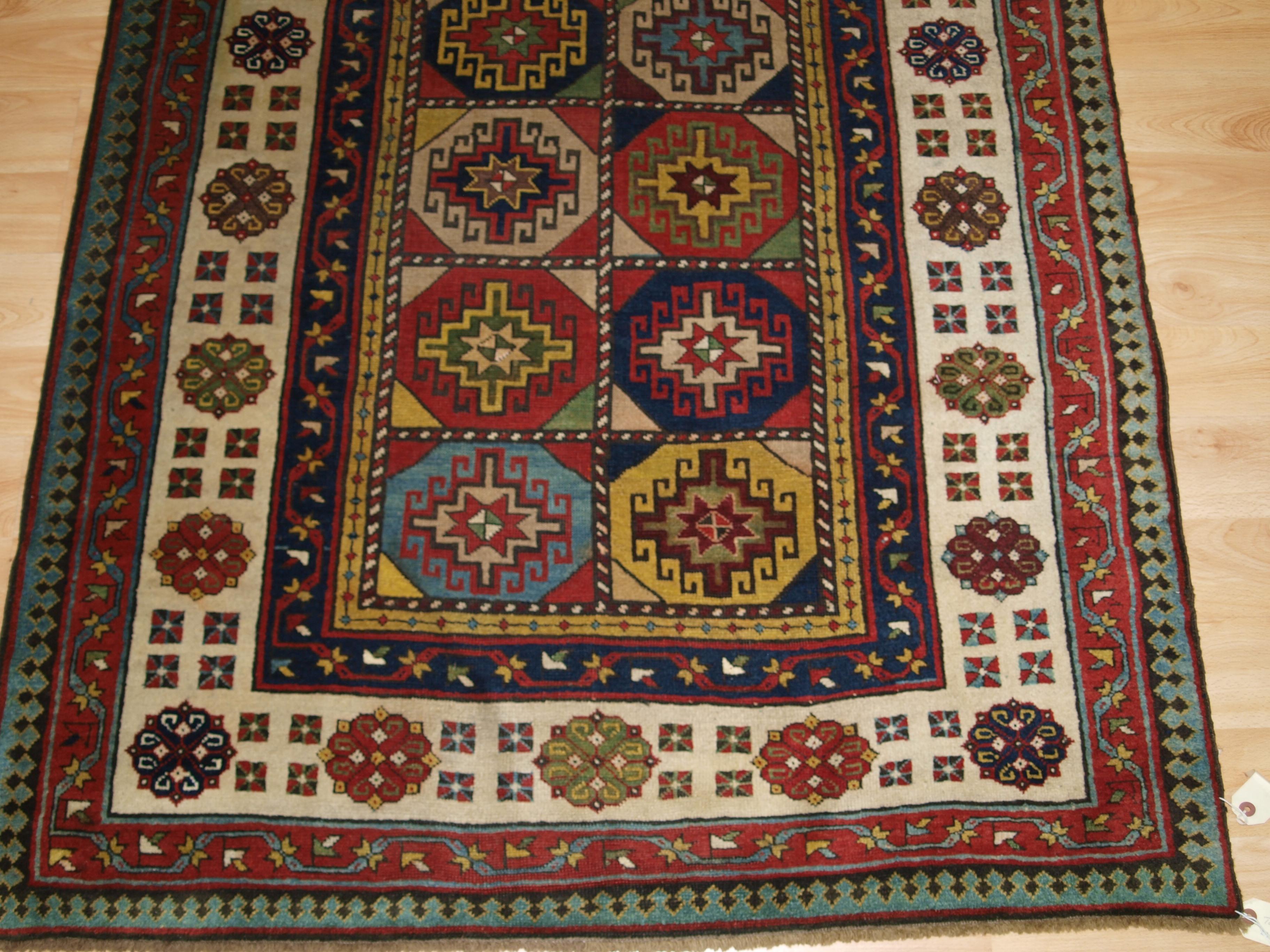 Antique Caucasian Talish Long Rug with Memling Gul Design For Sale 3