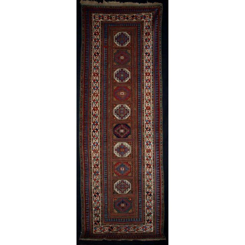 Antique Caucasian Talish long rug, South East Caucasus. An outstanding and interesting rug with 'Moghan' region type latch hook design. A beautifully drawn rug with rich colours.

Excellent condition with even wear and low pile. Some re-piled