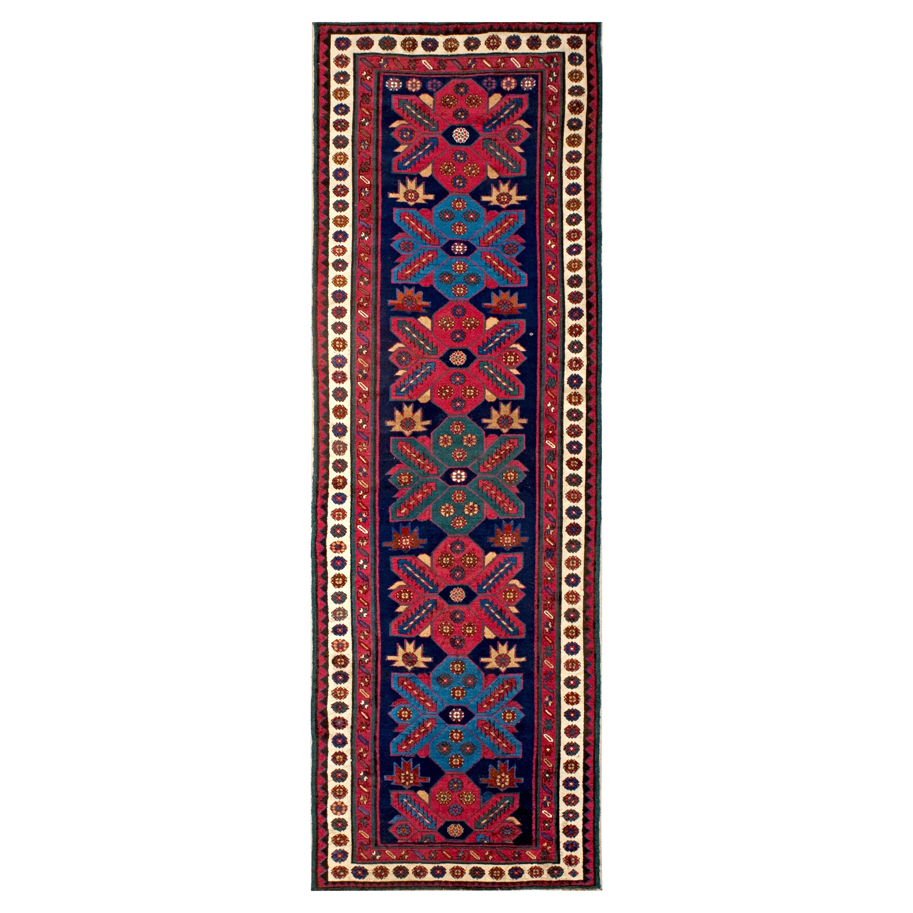 Alfombra antigua caucásica, talish 3' 0'' x 9' 5''