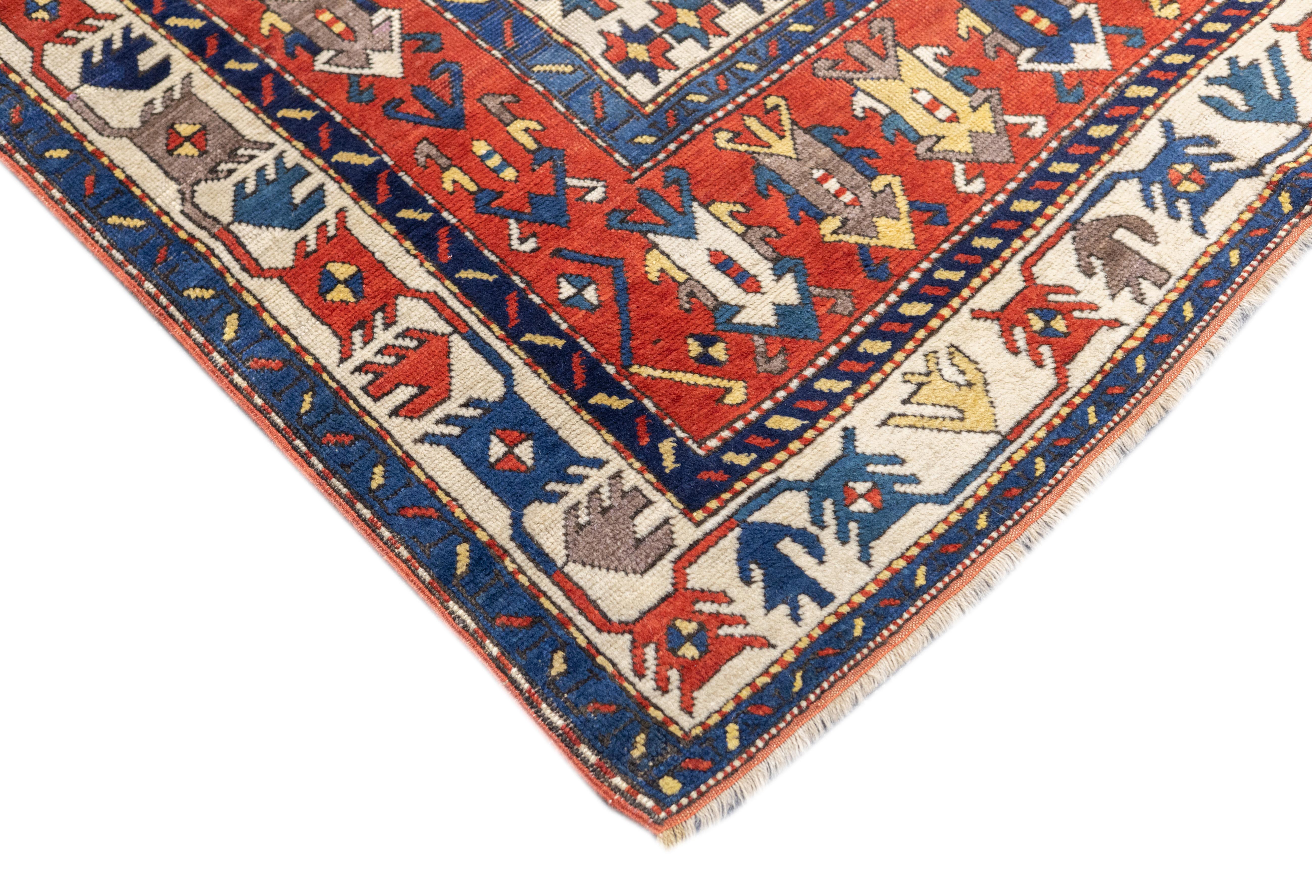 Caucasien Tapis talish caucasien ancien 4'4'' x 8'0