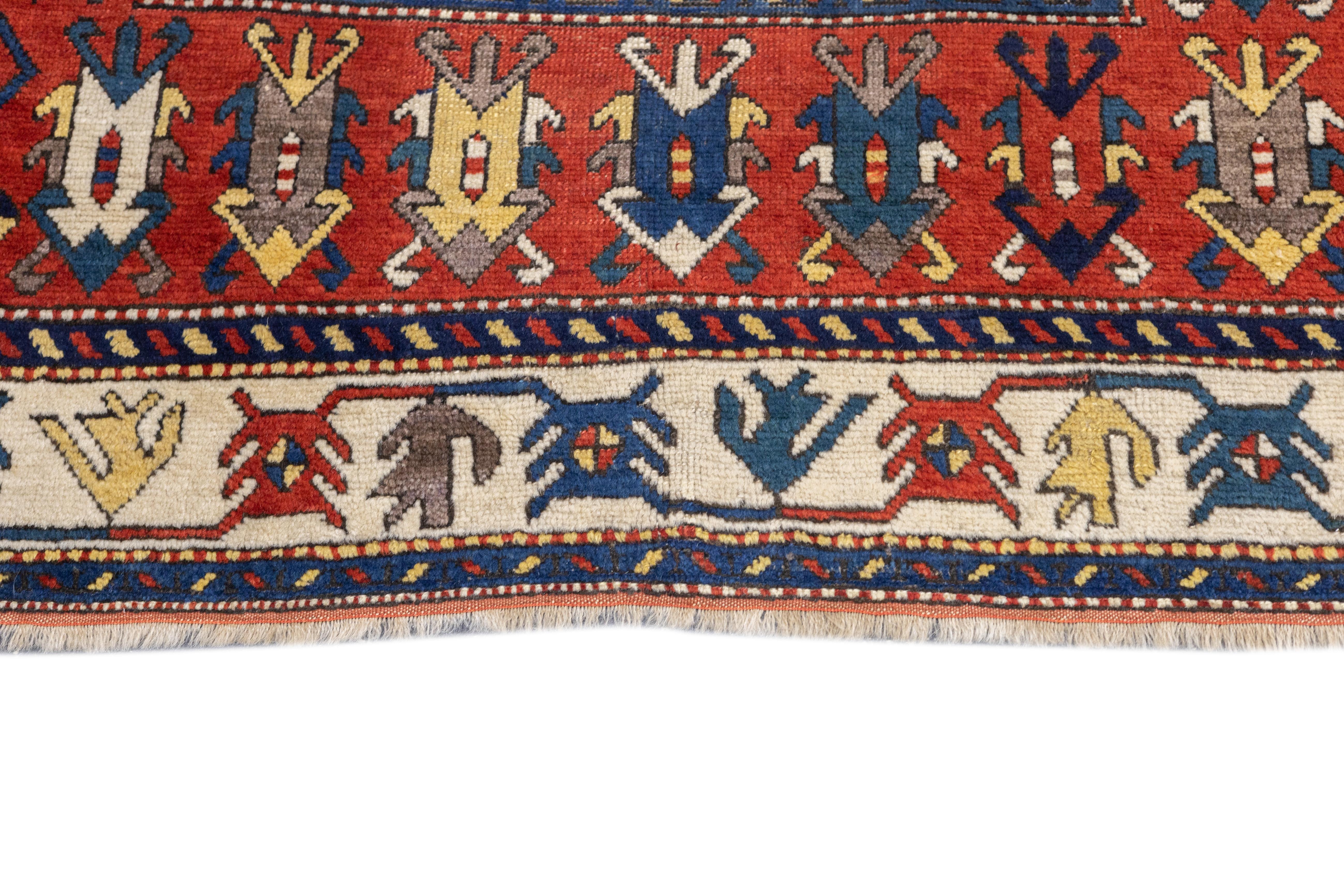 Noué à la main Tapis talish caucasien ancien 4'4'' x 8'0