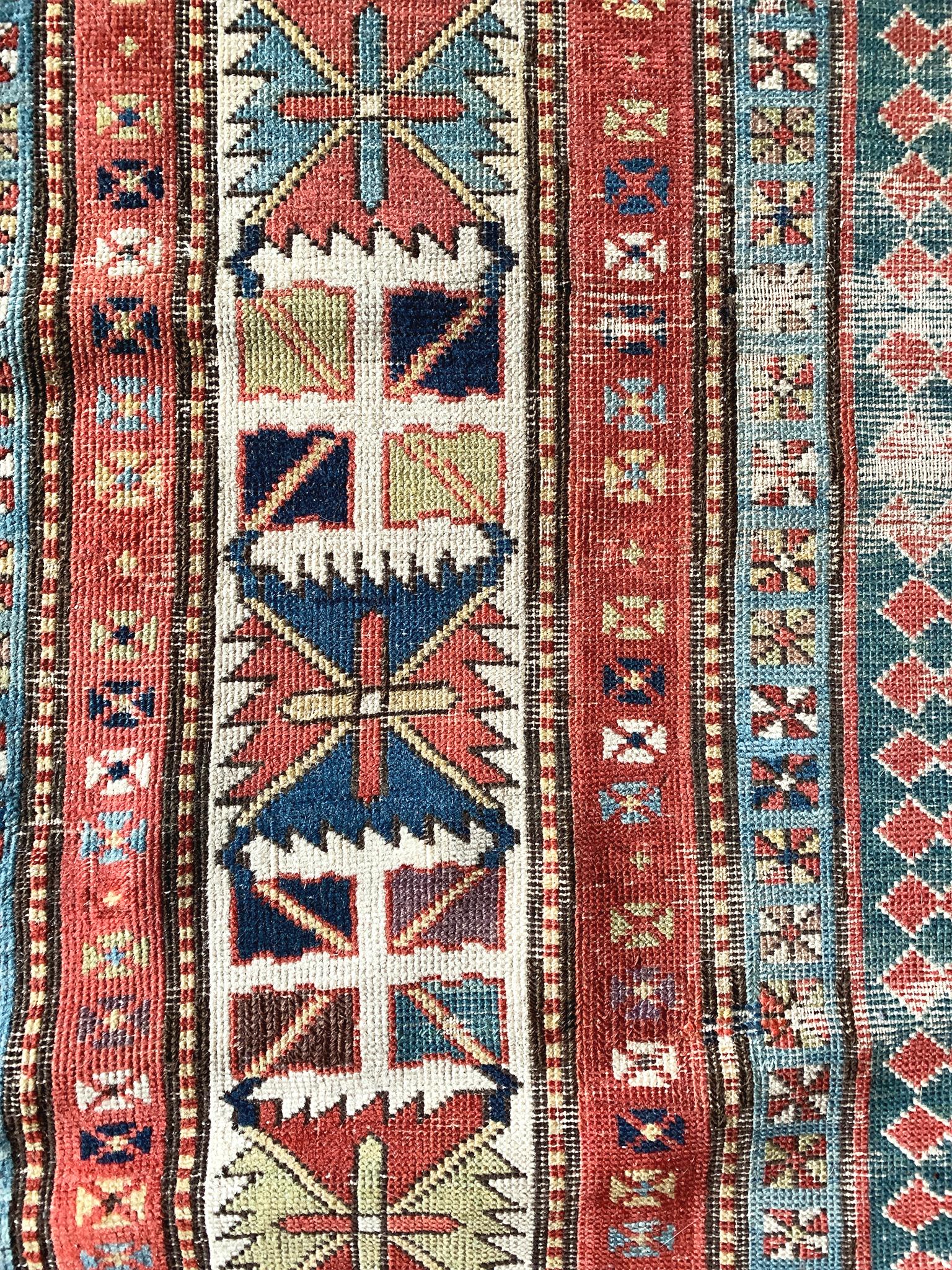 Antique Caucasian Talish Rug In Distressed Condition For Sale In New York, NY