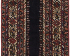 Antique Caucasian Talish Runner in a Black / Navy Blue Background