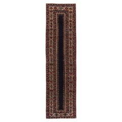 Antique Caucasian Talish Runner in a Black / Navy Blue Background