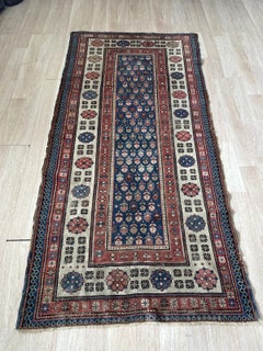 Antique Caucasian Talish Wool Rug, Indigo Field & Wide Border, c. 1880s -1B1002