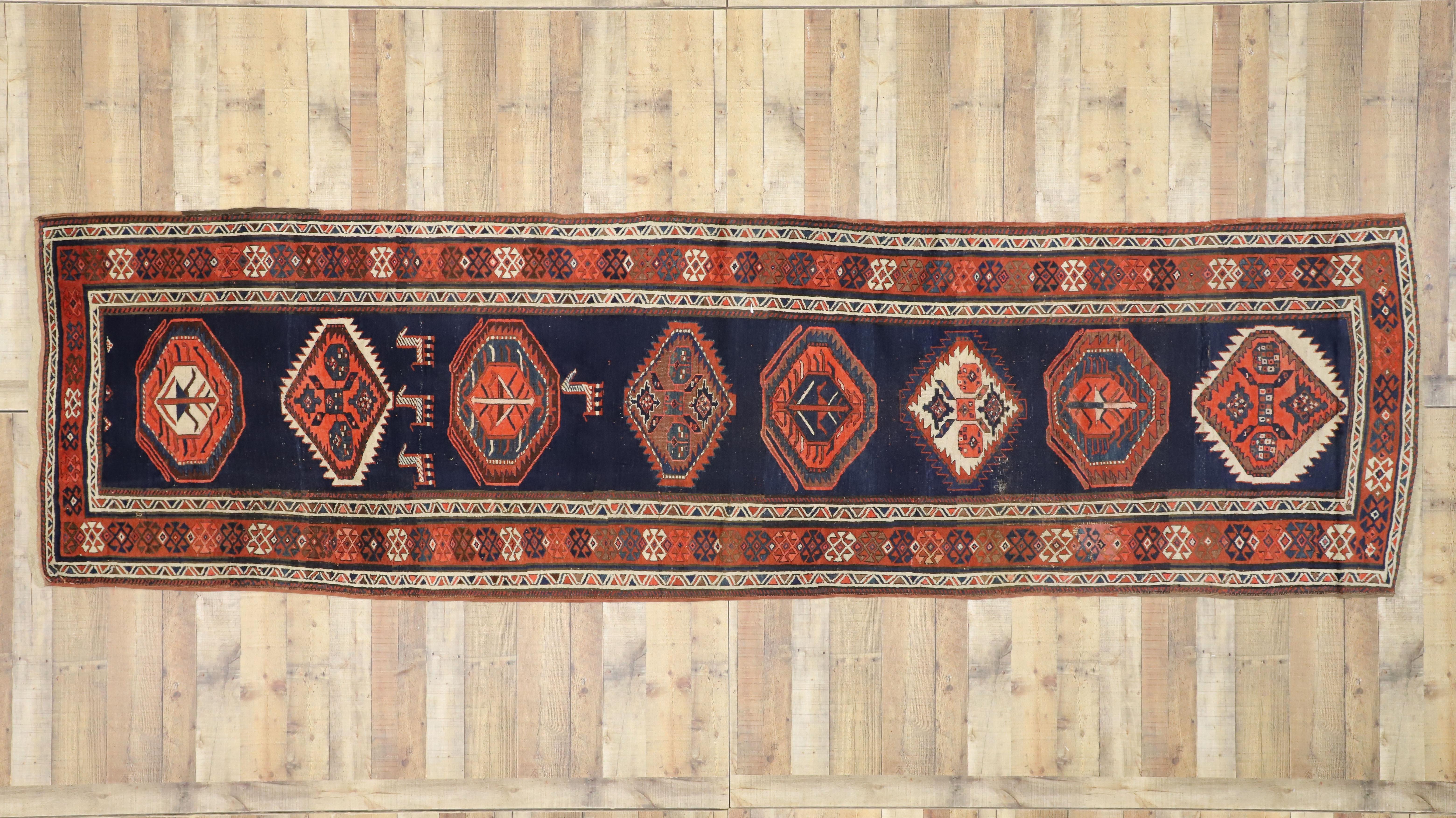 Antique Caucasian Tribal Kazak Rug, Hallway Runner 2