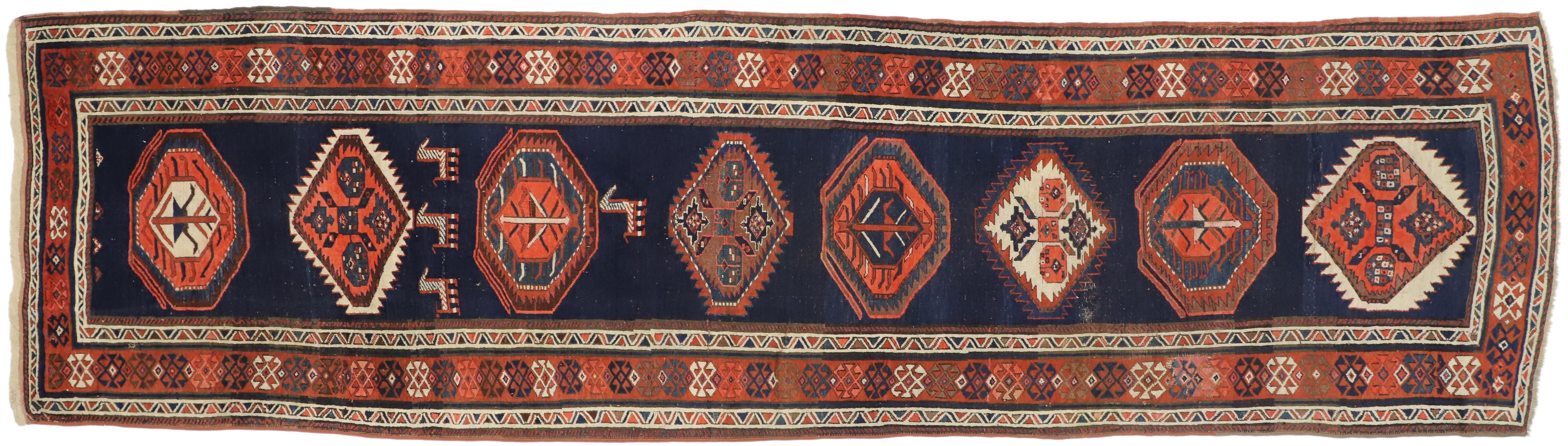 Antique Caucasian Tribal Kazak Rug, Hallway Runner 3