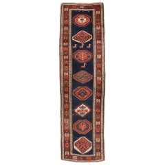 Antique Caucasian Tribal Kazak Rug, Hallway Runner