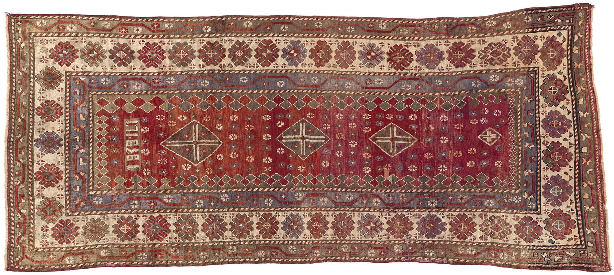 Antique Caucasian Kurdish Rug, Nomadic Charm Meets Boho Chic For Sale 2
