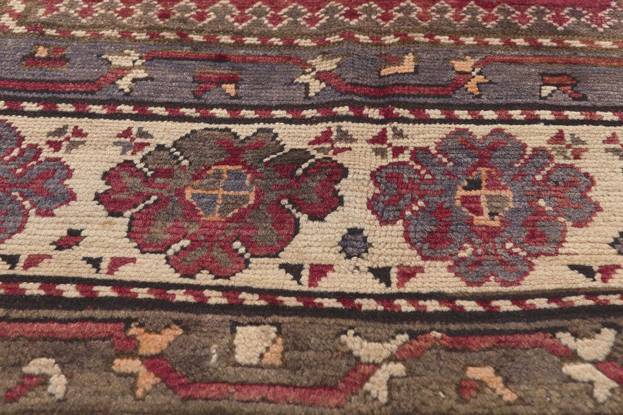 Hand-Knotted Antique Caucasian Kurdish Rug, Nomadic Charm Meets Boho Chic For Sale