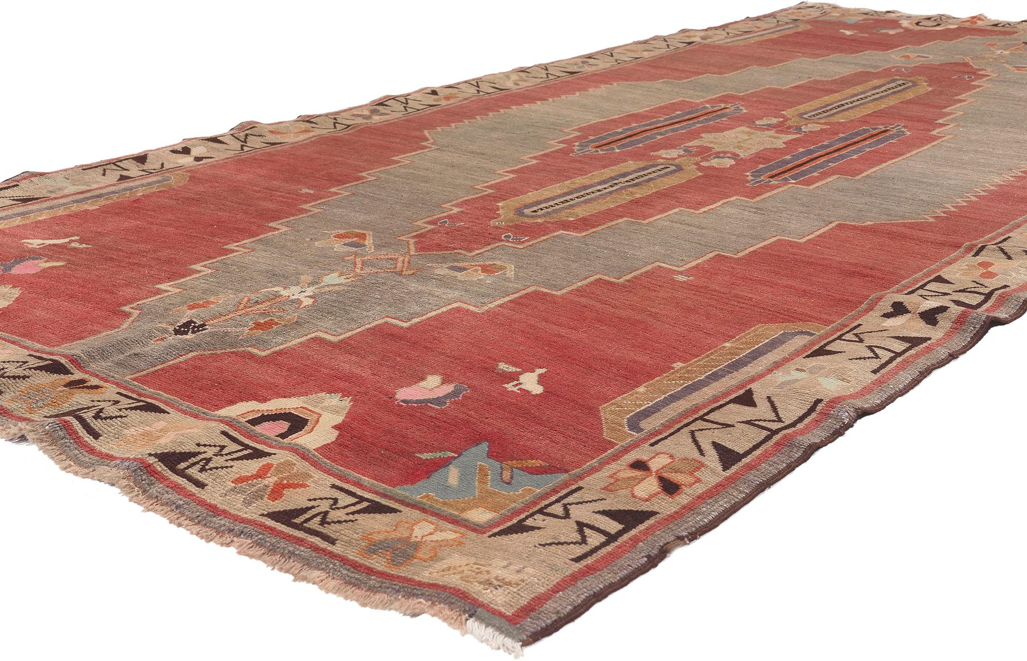 71807 Antique Caucasian Tribal Rug, 04’09 x 09’08.
Nomadic charm meets masculine appeal in this hand-knotted wool antique Caucasian tribal rug. The intrinsic design and earthy color palette woven into this piece work together creating a modern look.