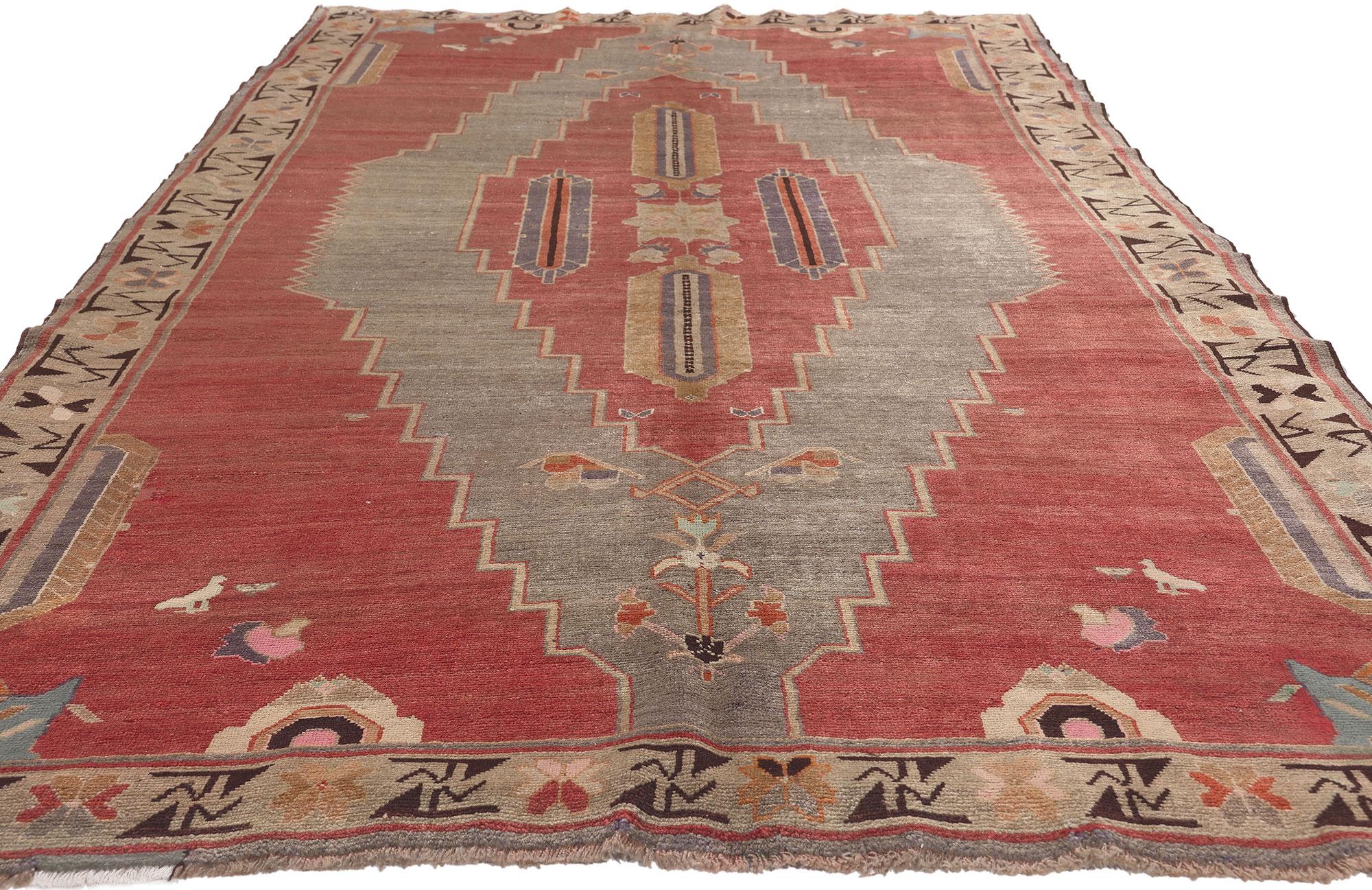 Modern Antique Caucasian Tribal Rug, Nomadic Charm Meets Masculine Appeal For Sale