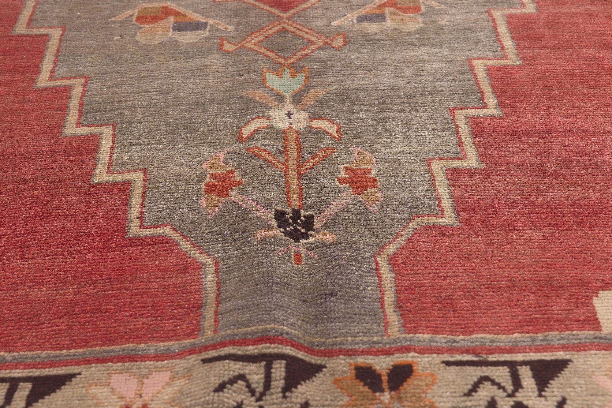 Hand-Knotted Antique Caucasian Tribal Rug, Nomadic Charm Meets Masculine Appeal For Sale