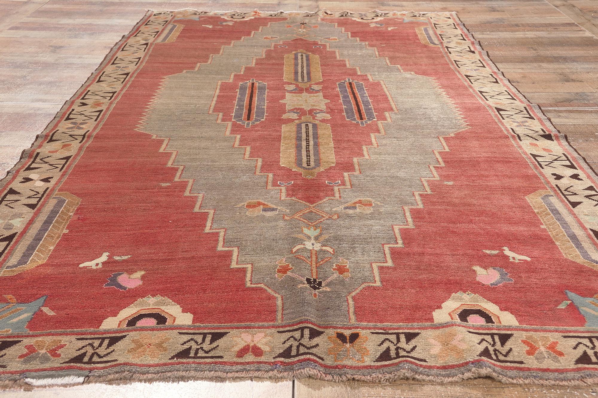 Wool Antique Caucasian Tribal Rug, Nomadic Charm Meets Masculine Appeal For Sale