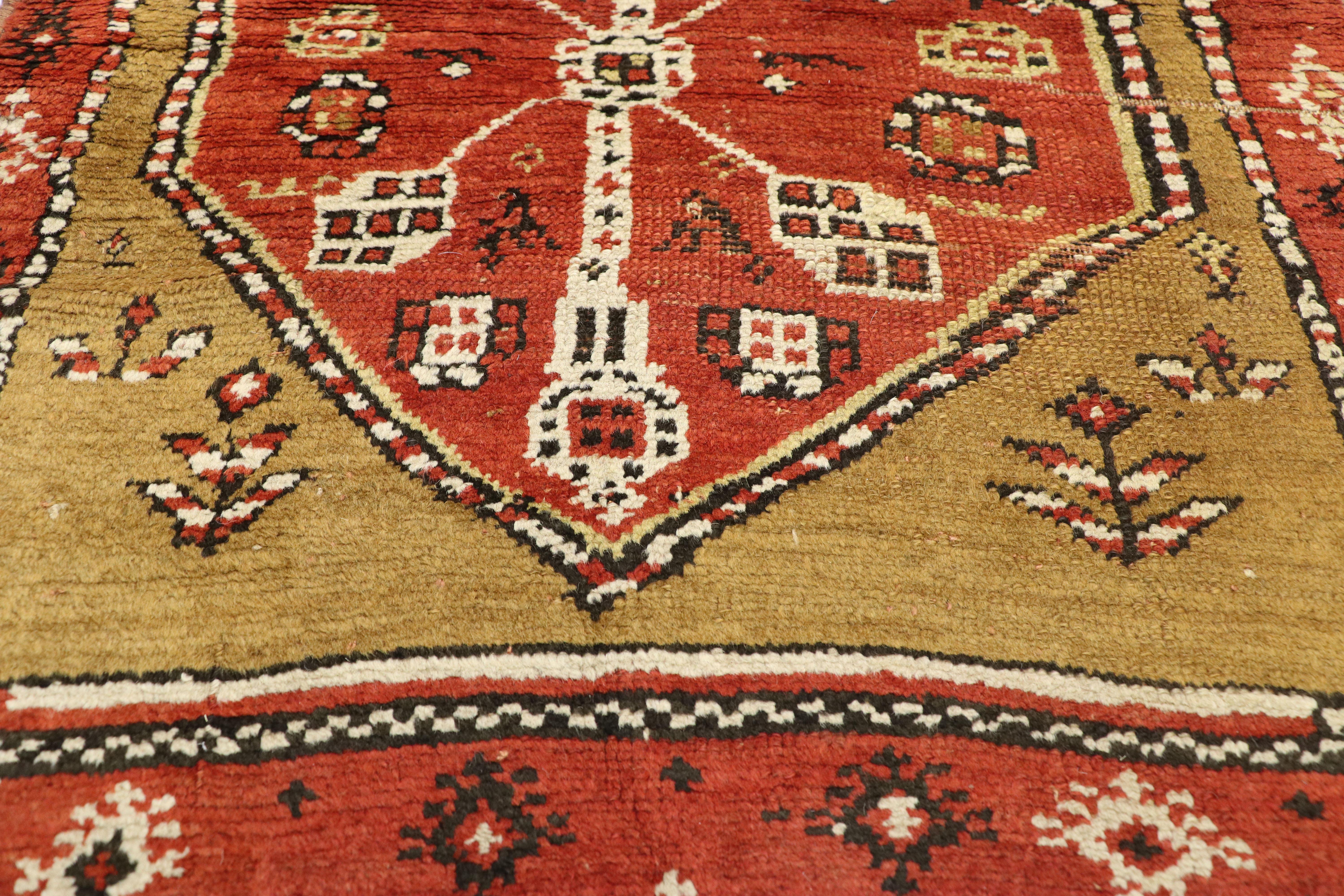 Hand-Knotted Antique Caucasian Tribal Runner, Hallway Runner For Sale