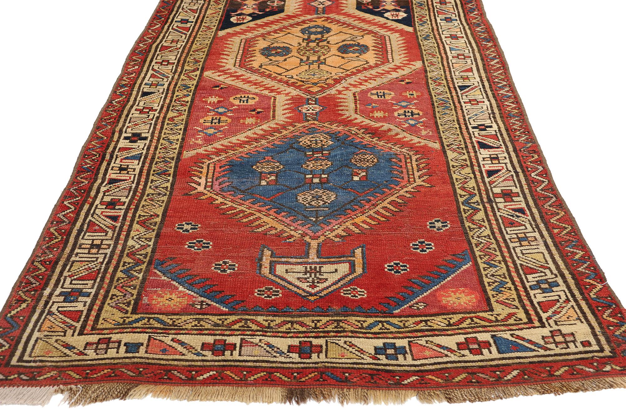 20th Century Antique Caucasian Shirvan Rug Tribal Carpet Runner  For Sale