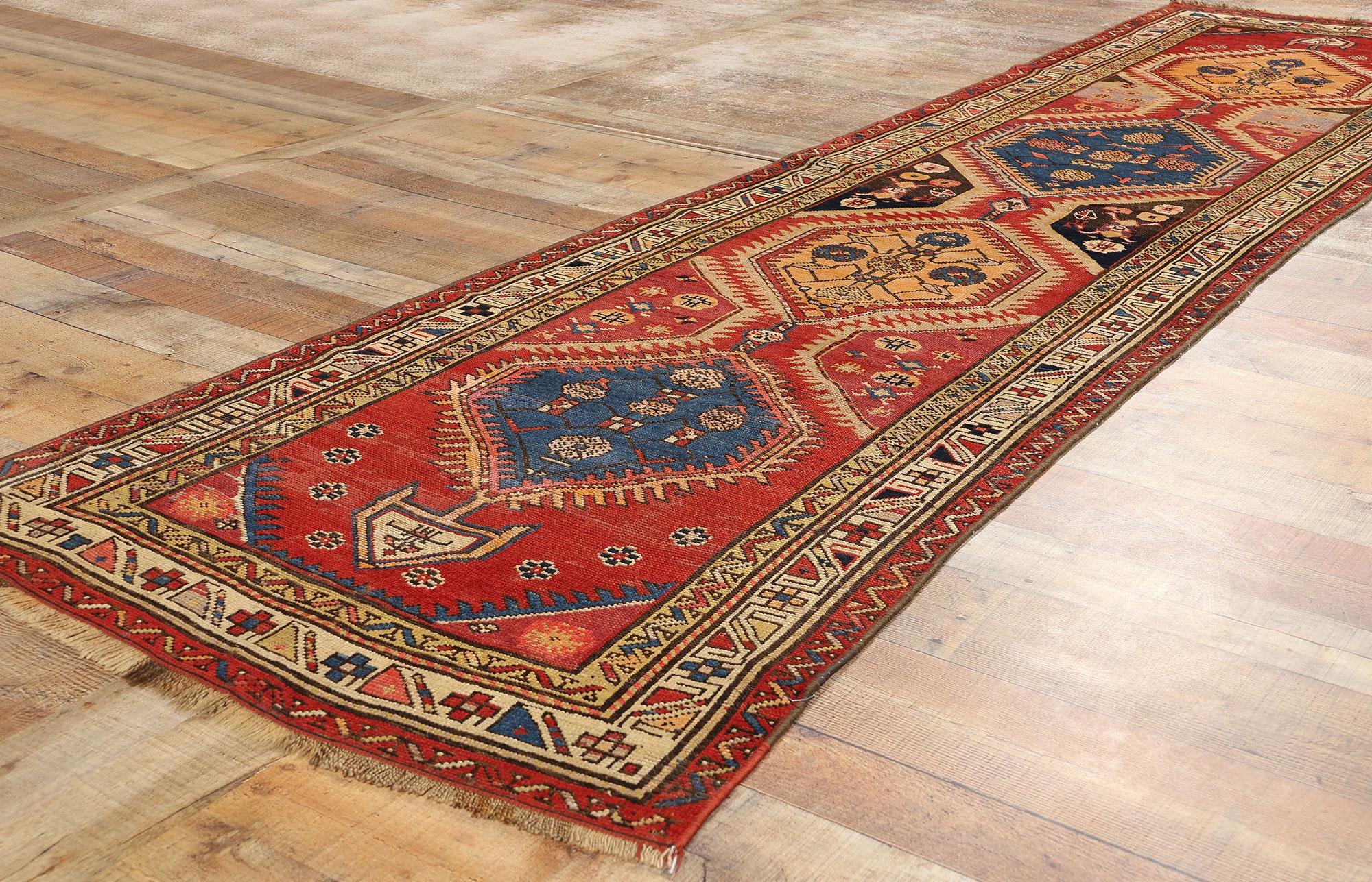 Antique Caucasian Shirvan Rug Tribal Carpet Runner  For Sale 4
