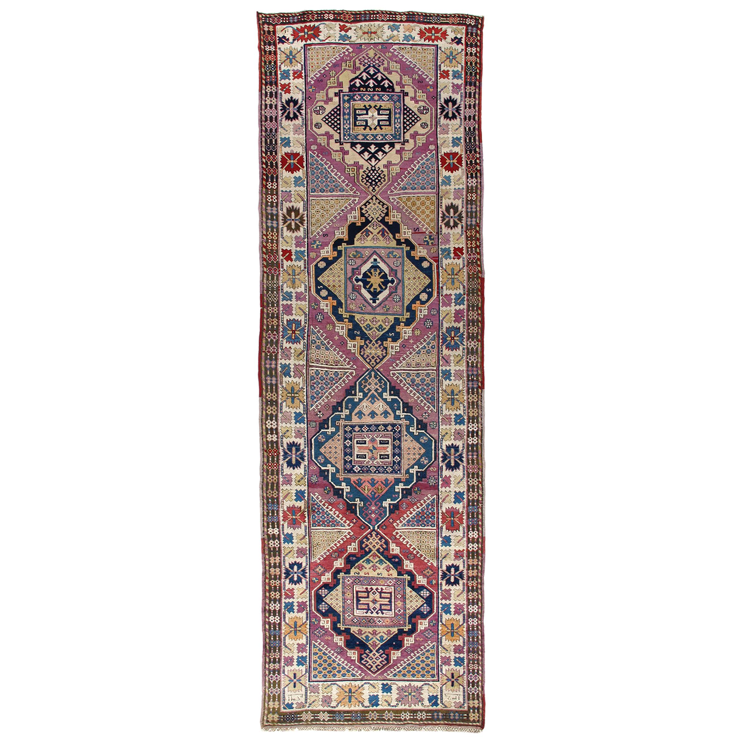 Antique Caucasian Tribal Shirvan Runner Rug For Sale