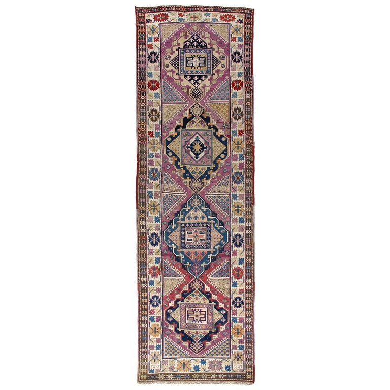 Antique Caucasian Tribal Shirvan Runner Rug For Sale at 1stDibs