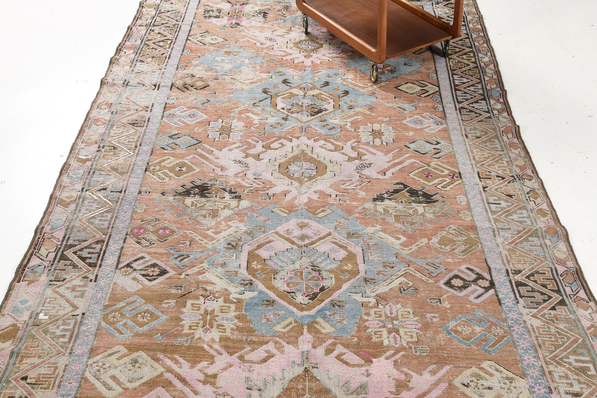 Early 20th Century Antique Caucasian Tribal Soumak Rug For Sale