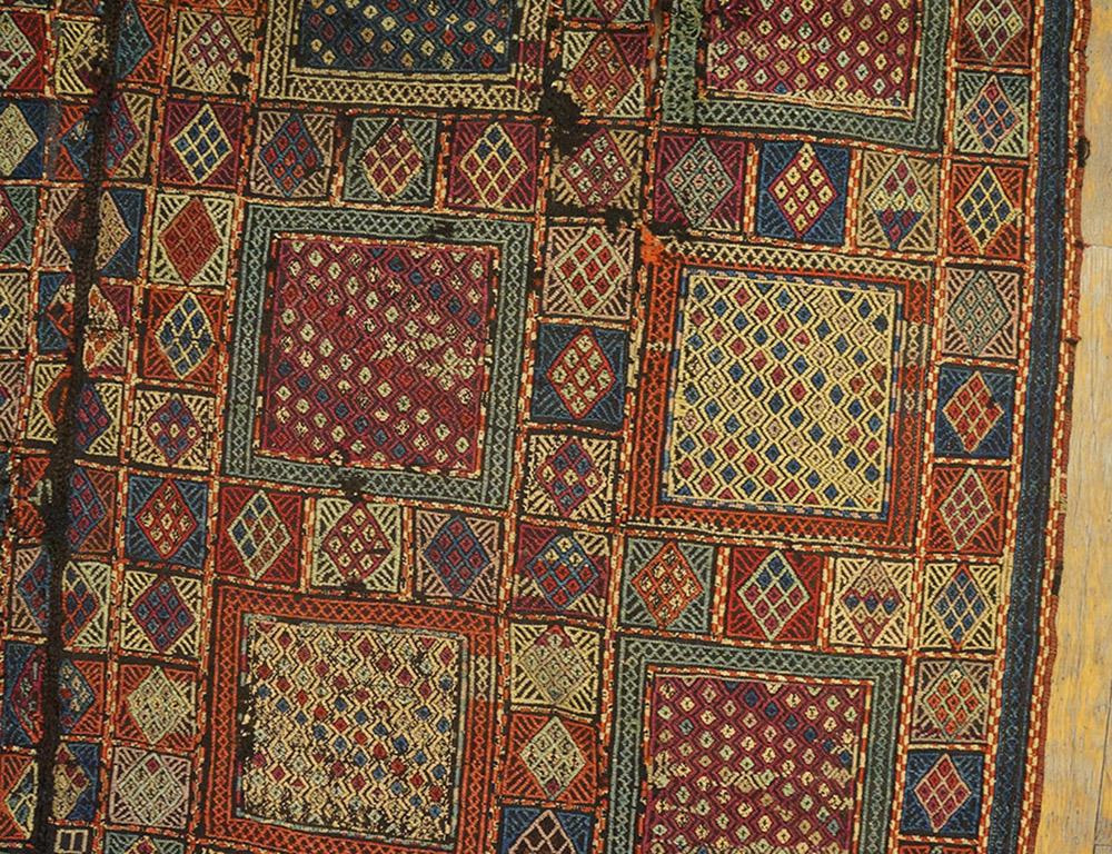 Hand-Woven 19th Century Caucasian Verneh Flat-Weave Carpet ( 5'6