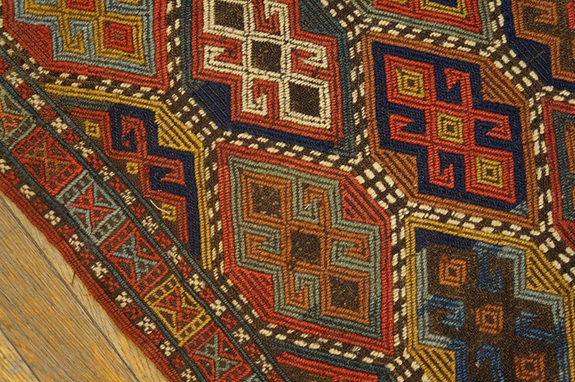 Early 20th Century Caucasian Verneh Flat-Weave ( 5'8
