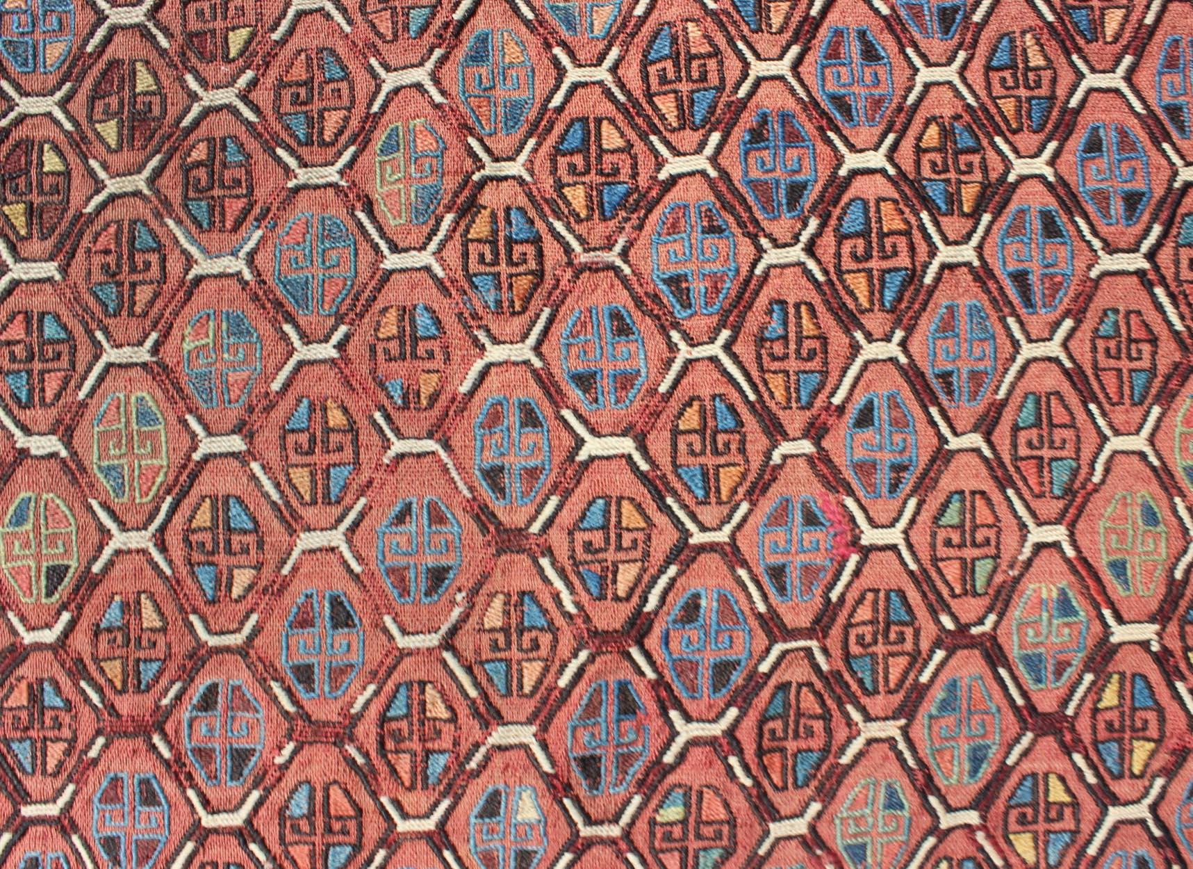 Tapis caucasien ancien Verneh / Zilleh à motifs géométriques multicolores en vente 1