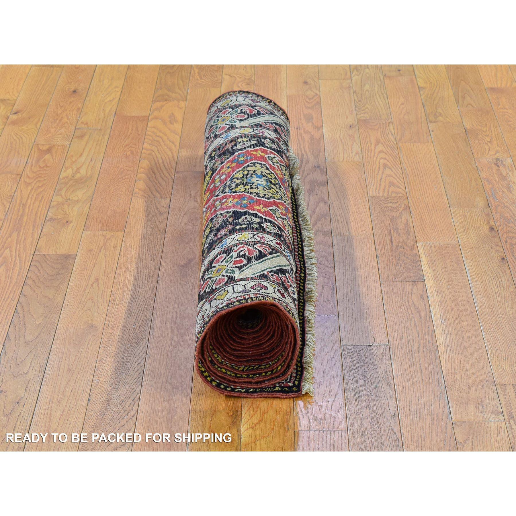 Antiguo caucásico Ancho Corredor Alto KPSI, Buen Cond, anudada a mano alfombra de lana marrón en Bueno estado para la venta en Carlstadt, NJ