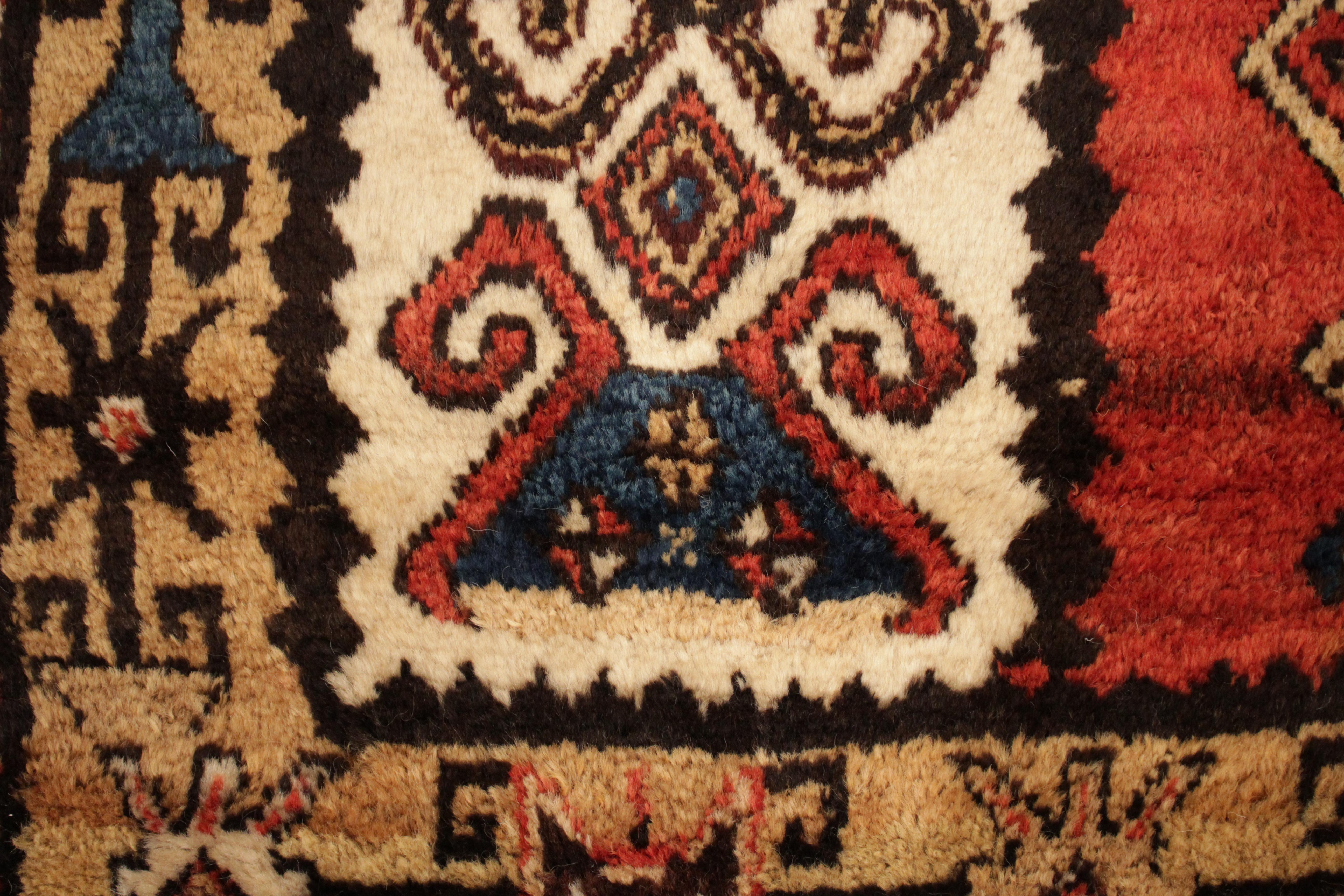 Hand-Knotted Antique Caucasian Zakatala Square Rug For Sale