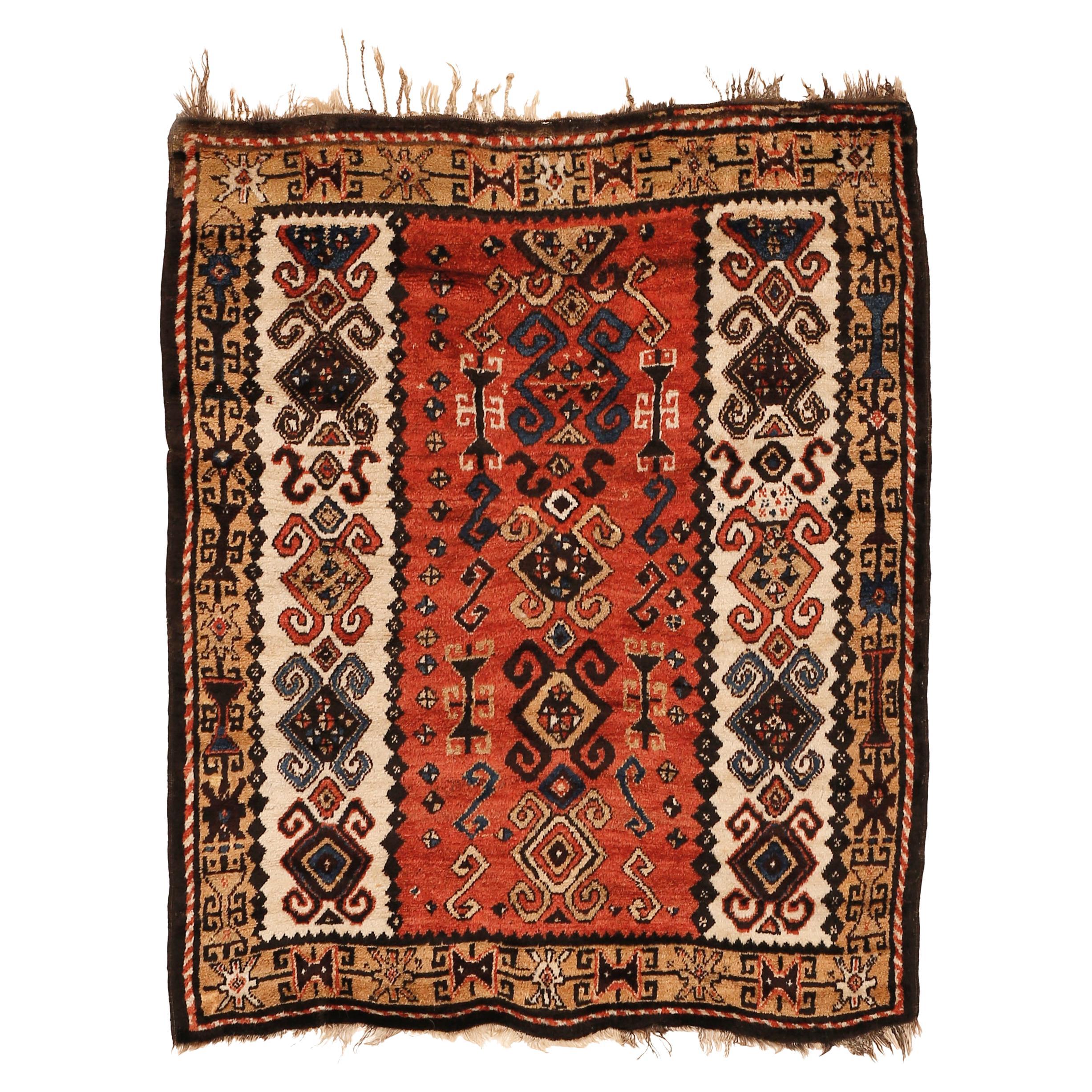 Antique Caucasian Zakatala Square Rug