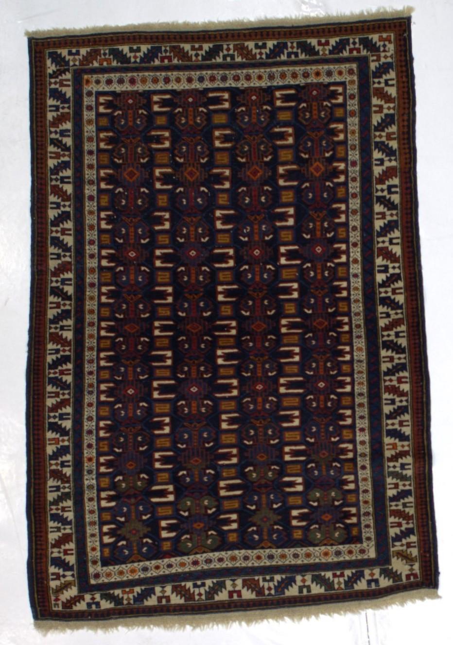 Hand-Knotted Antique Caucasian Zehour Kuba Rug 3’7