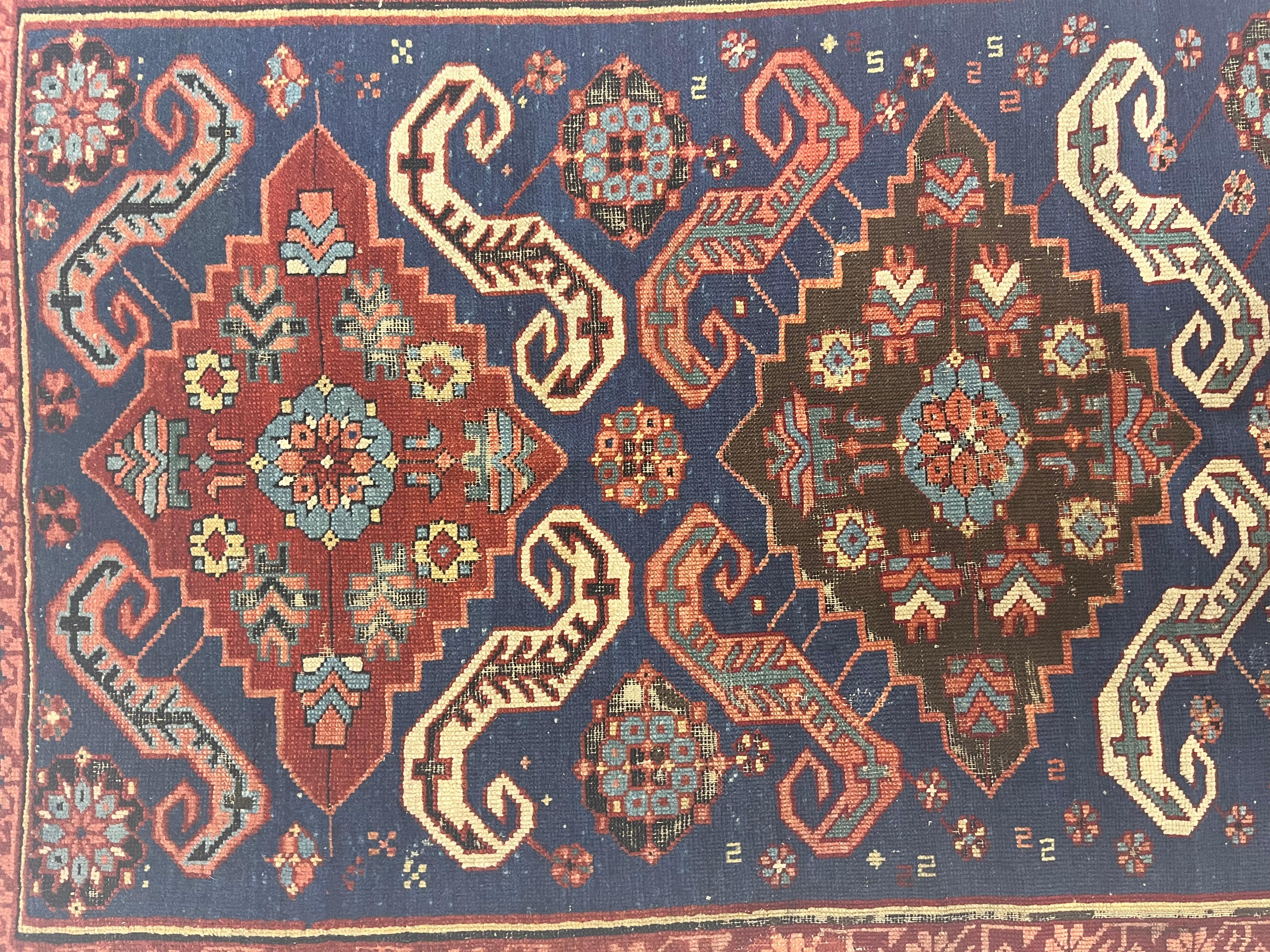 19th Century Antique Caucasian Zehour Rug 3'6