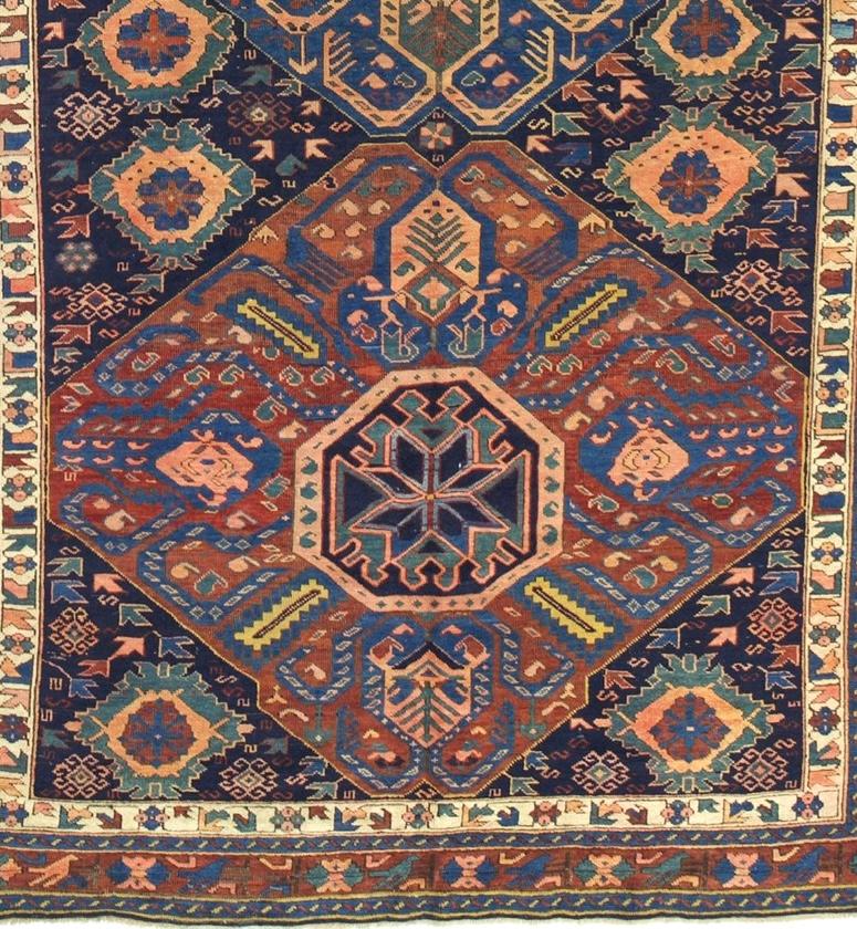 Hand-Knotted Antique Caucasian Zehour Rug 5'4