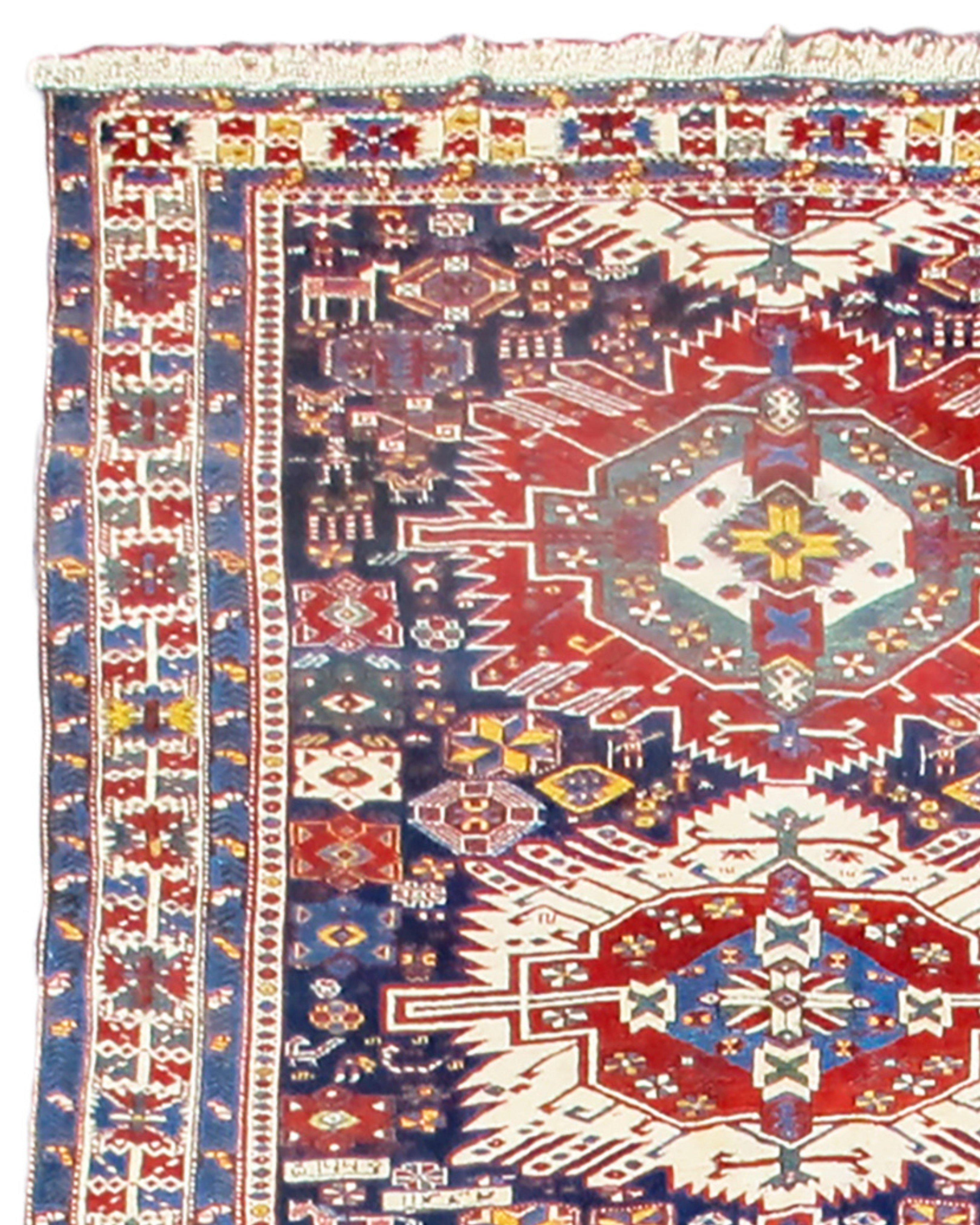 Hand-Knotted Antique Caucasian Zejwa Kuba Long Rug, Early 20th Century For Sale