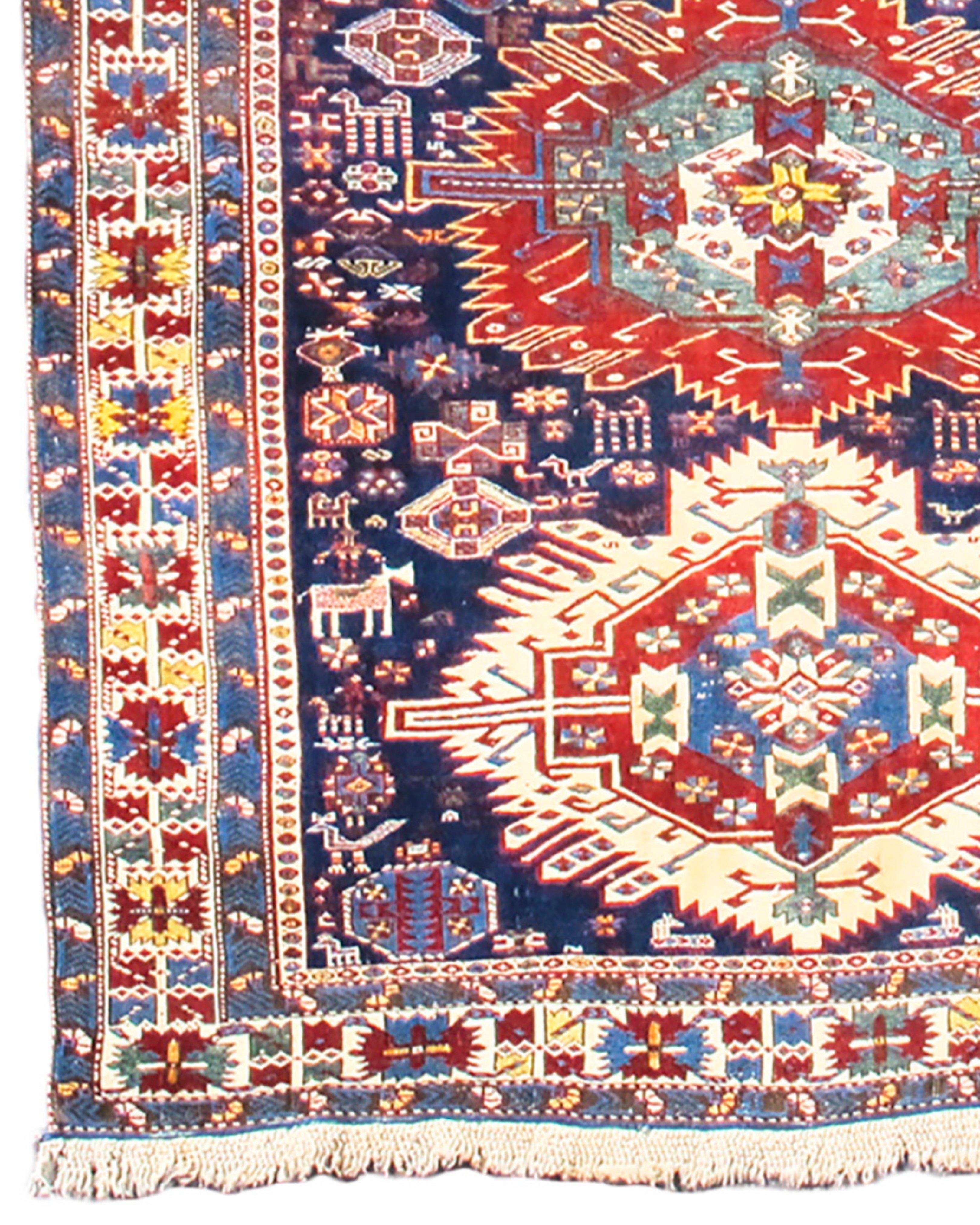 Antiker kaukasischer langer Zejwa-Kuban-Teppich, frühes 20. Jahrhundert (Handgeknüpft) im Angebot