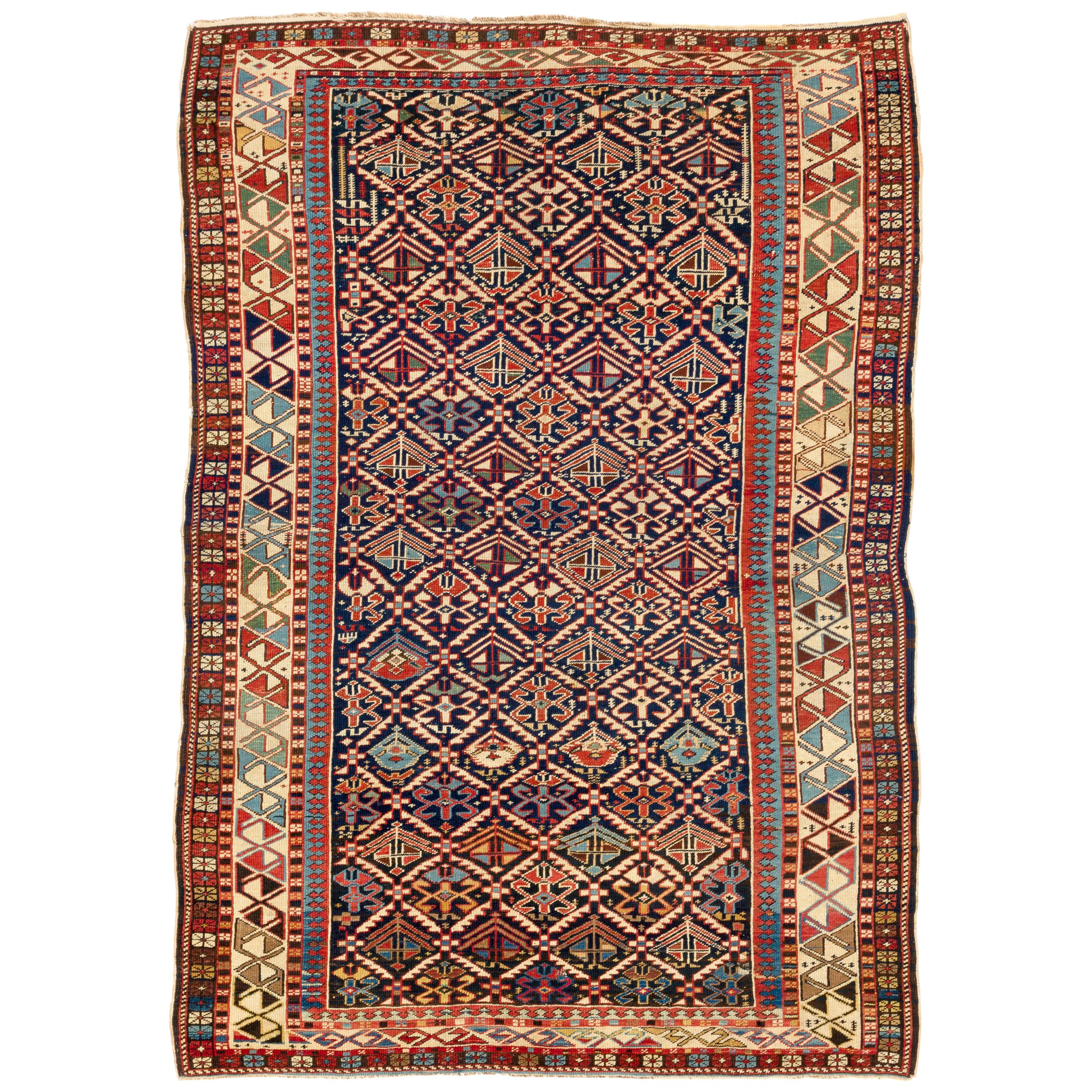 4.2x6.2 ft Antique Caucasian Shirvan Rug, circa 1880 For Sale