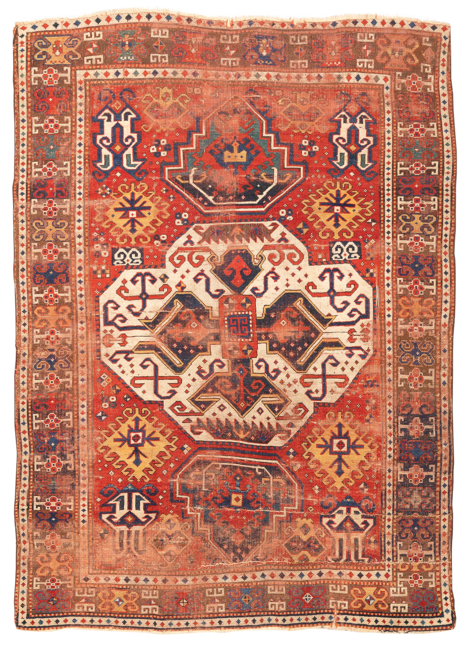 Caucasian Antique Caucasien Rug, Kazak, Lori Pambak, Circa 1850