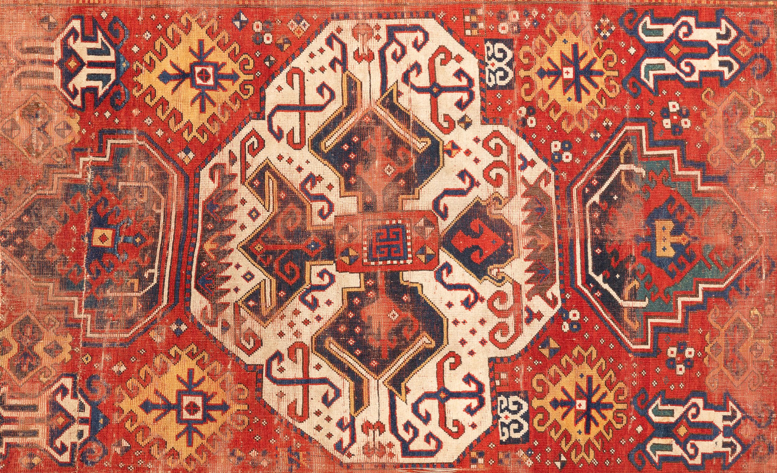 Hand-Woven Antique Caucasien Rug, Kazak, Lori Pambak, Circa 1850
