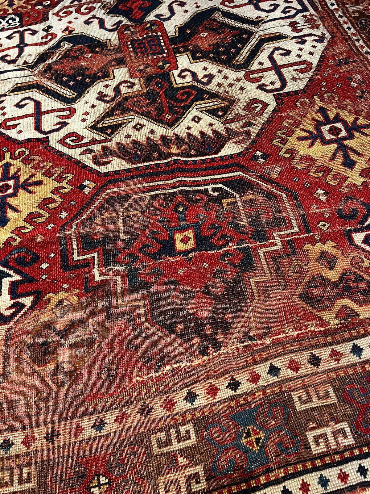 Wool Antique Caucasien Rug, Kazak, Lori Pambak, Circa 1850 For Sale