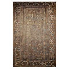 Antique Caucasin Shirvan Perpedil Area Rug, Handwoven Geometric Design, 4' x 6'