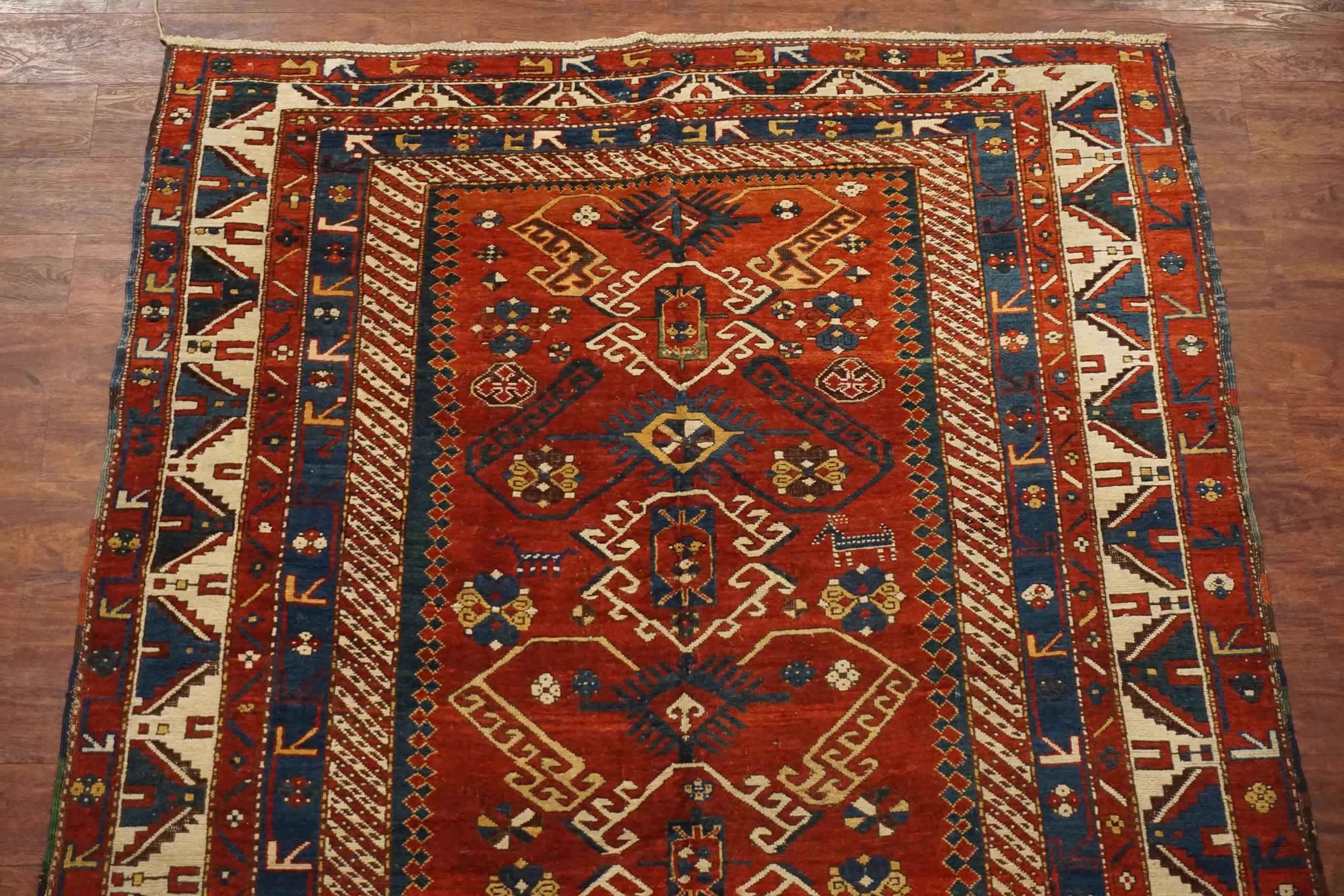 Antiker Kaukasus-Kazak-Teppich, um 1900 (Handgeknüpft) im Angebot