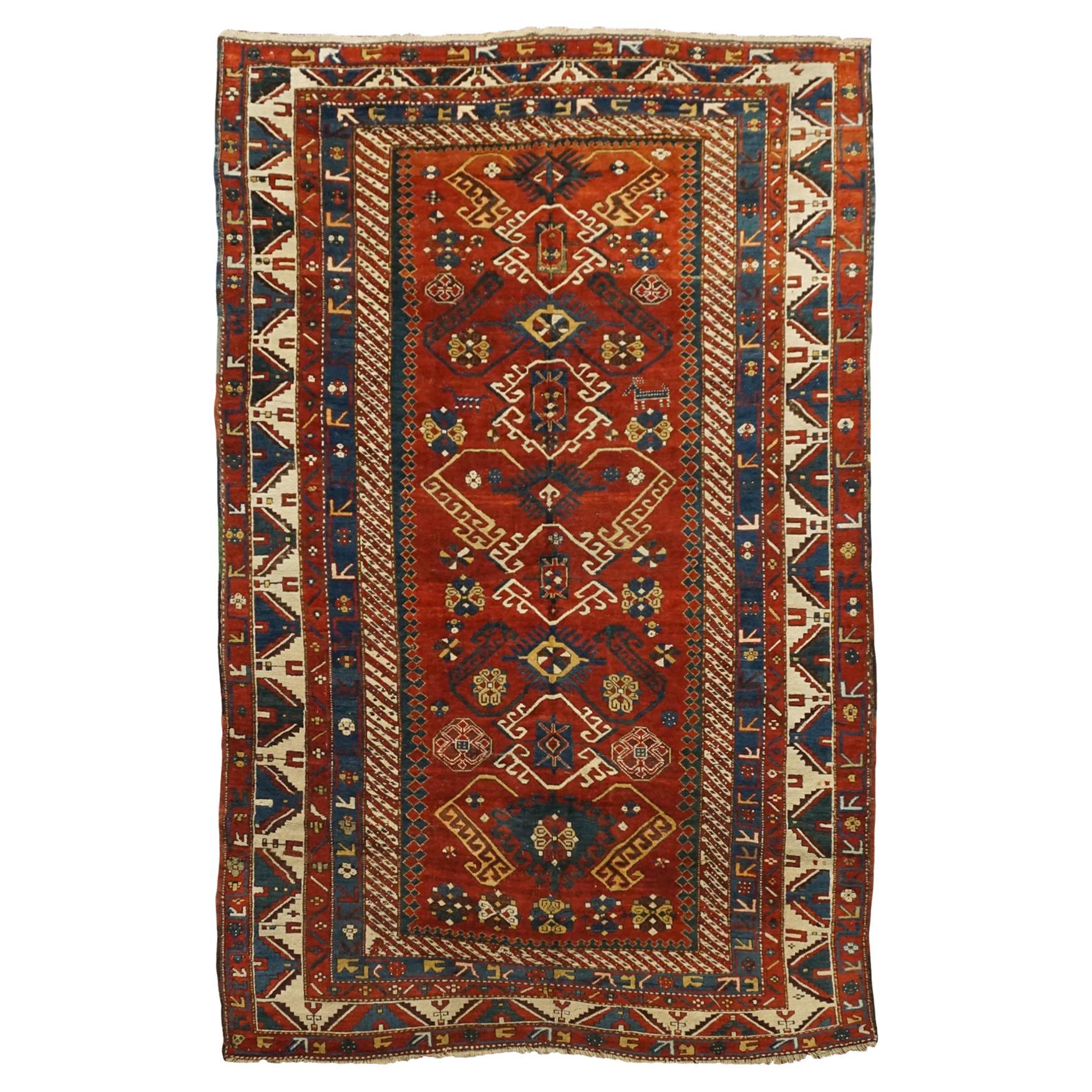 Antique Caucasus Kazak Rug, circa 1900 For Sale