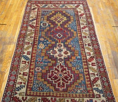 1890s Multi Medallion Antique Caucasian Shirvan Carpet 3'6"x6' Wool Rug Knotted