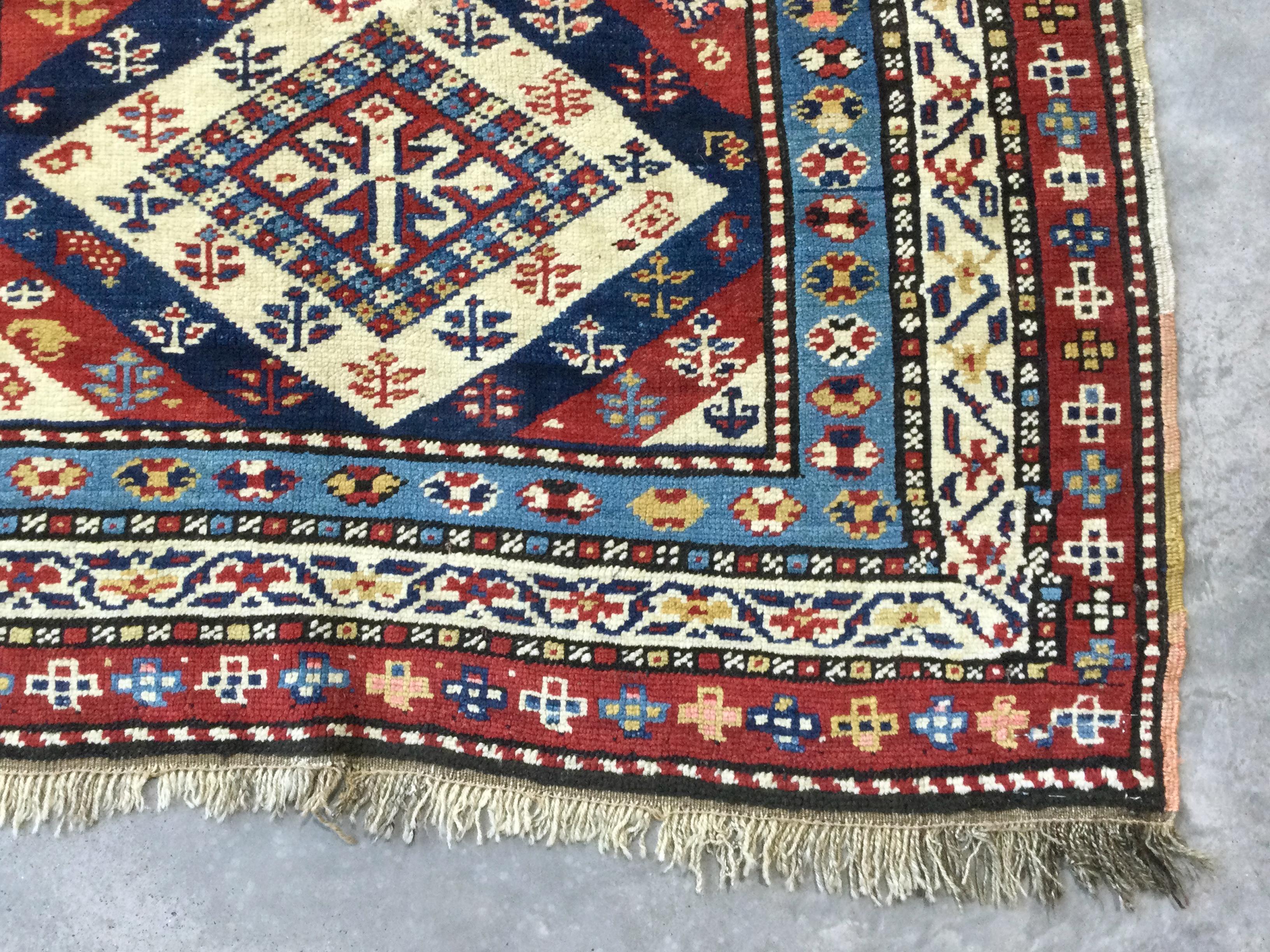20th Century Antique Caucasus Wool Rug. 2.75 x 1.00 m For Sale