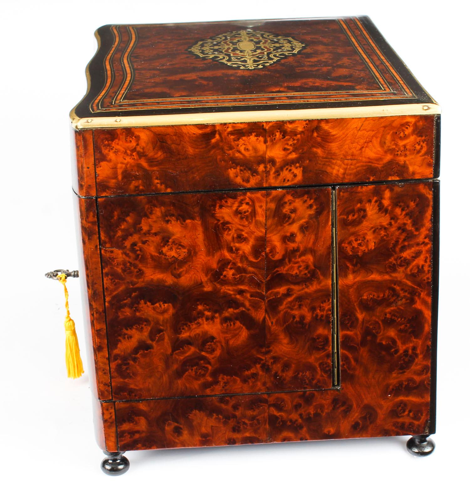 French Antique Cave à Liqueur Boulle Marquetry Bar Napoleon III, 19th Century