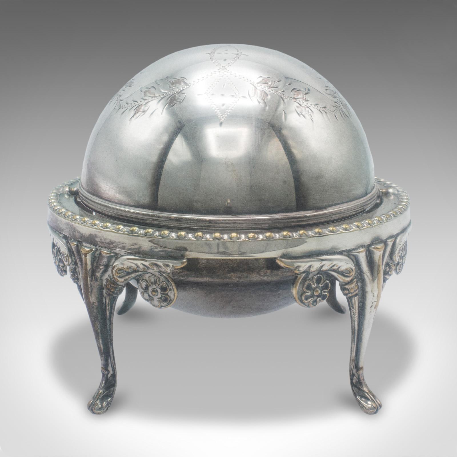 Antique Caviar Dome, English, Silver Plate, Glass, Serving Bowl, Edwardian, 1910 For Sale 1