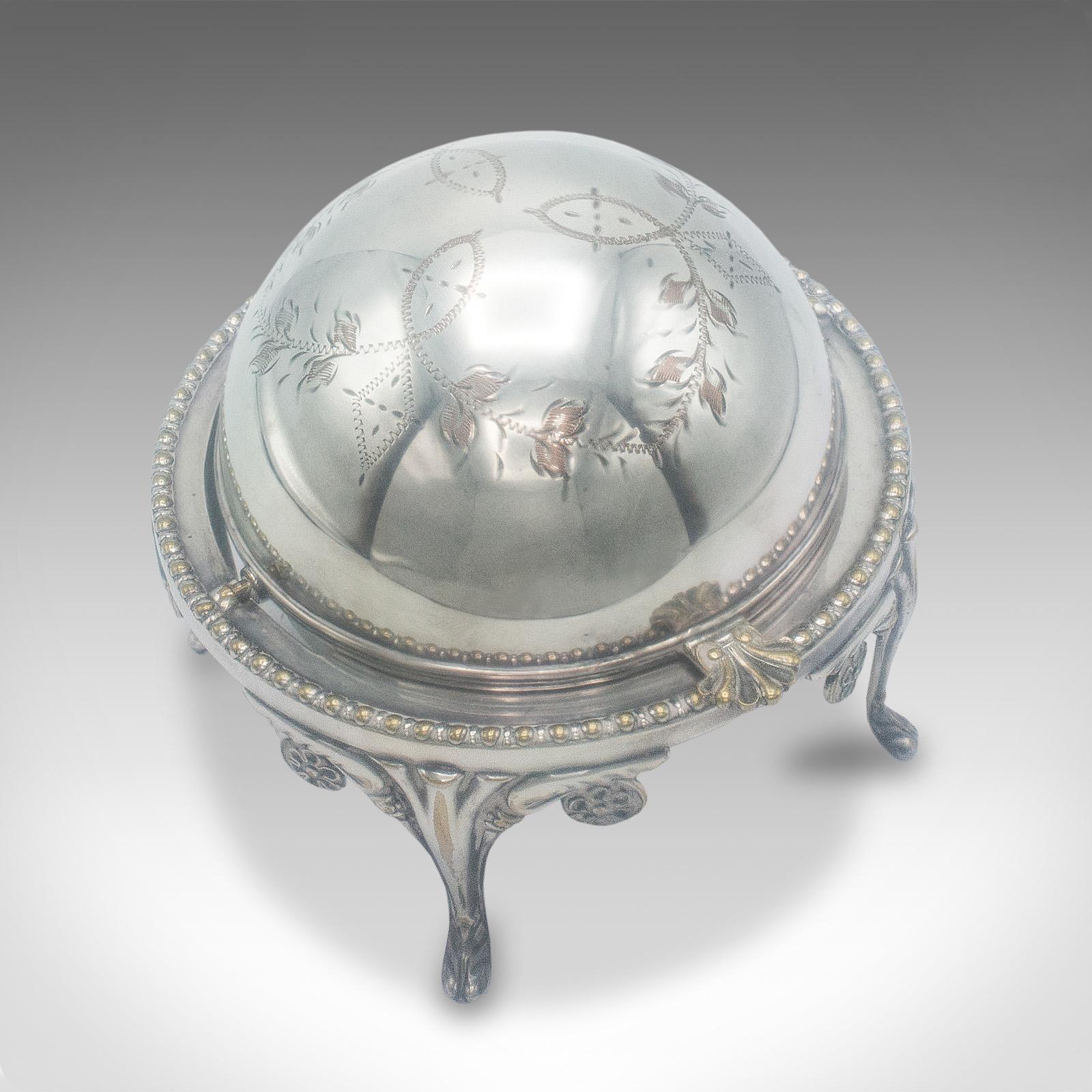 Antique Caviar Dome, English, Silver Plate, Glass, Serving Bowl, Edwardian, 1910 For Sale 2