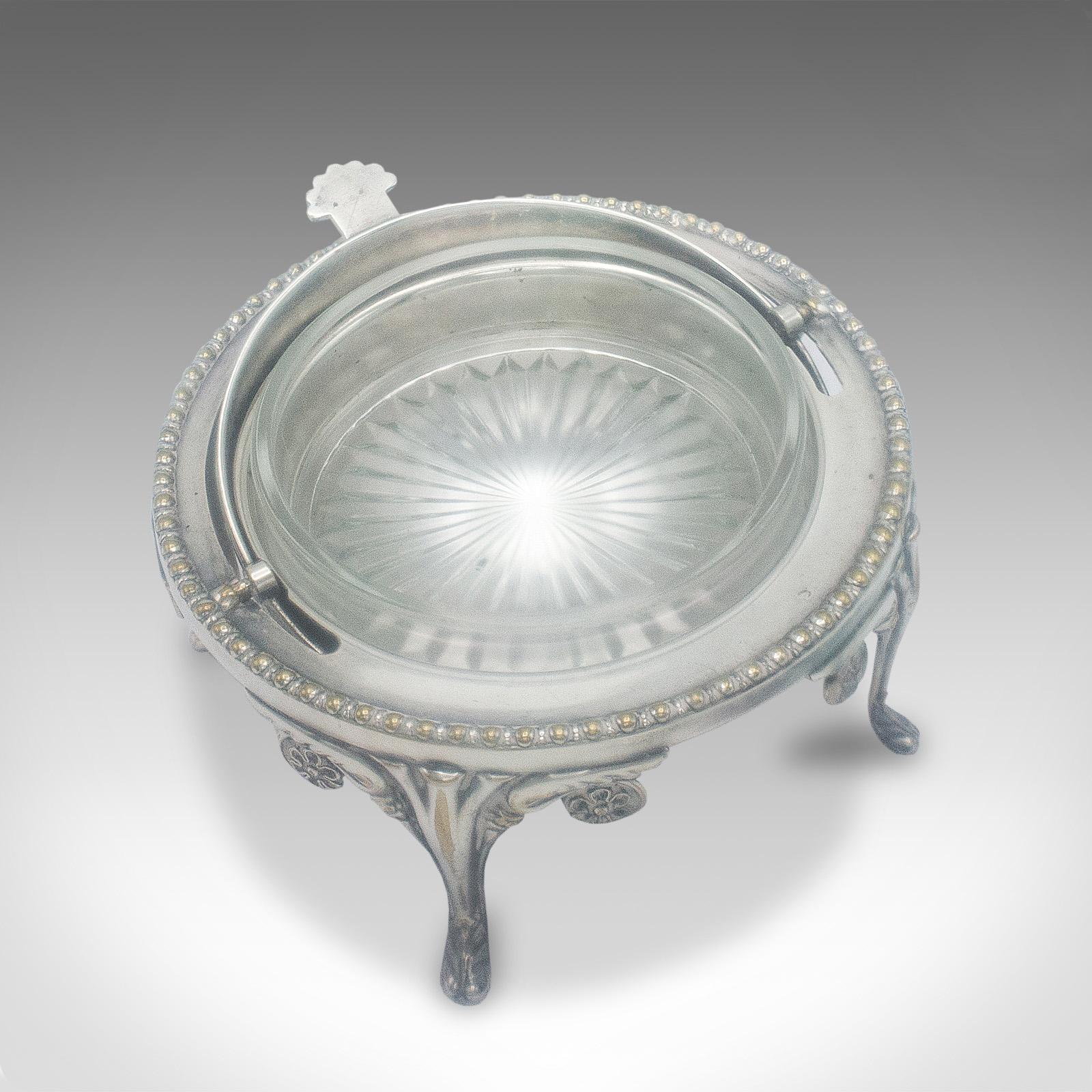 Antique Caviar Dome, English, Silver Plate, Glass, Serving Bowl, Edwardian, 1910 For Sale 3