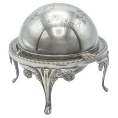 Antique Caviar Dome, English, Silver Plate, Glass, Serving Bowl, Edwardian, 1910
